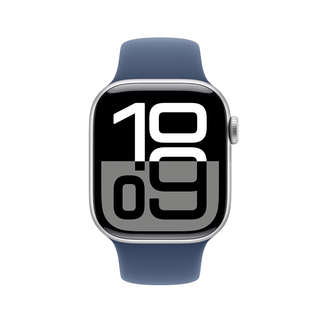 Apple Watch Series 10 Silver with Denim Sport Band front view