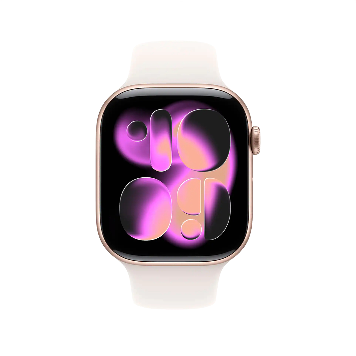 Apple Watch Series 11 Rose Gold with Light Blush Sport Band front view