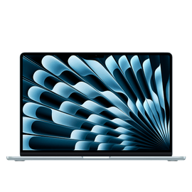 Apple 15-inch MacBook Air M4 in the Sky Blue color open front view