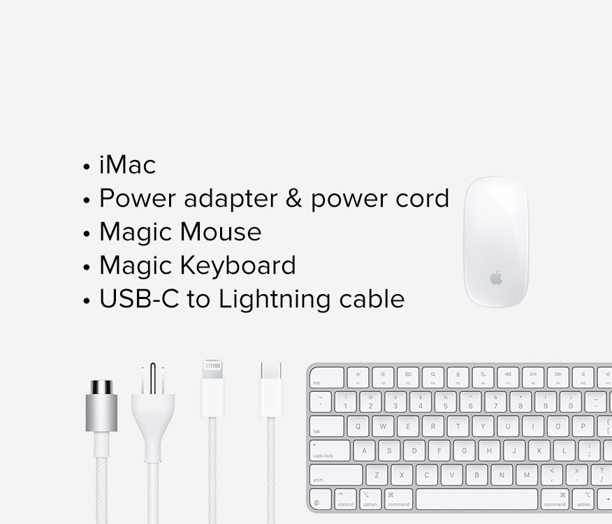 Apple M3 iMac 24-inch - Silver - 8GB RAM, 256GB Flash, 8-Core GPU, 2 P