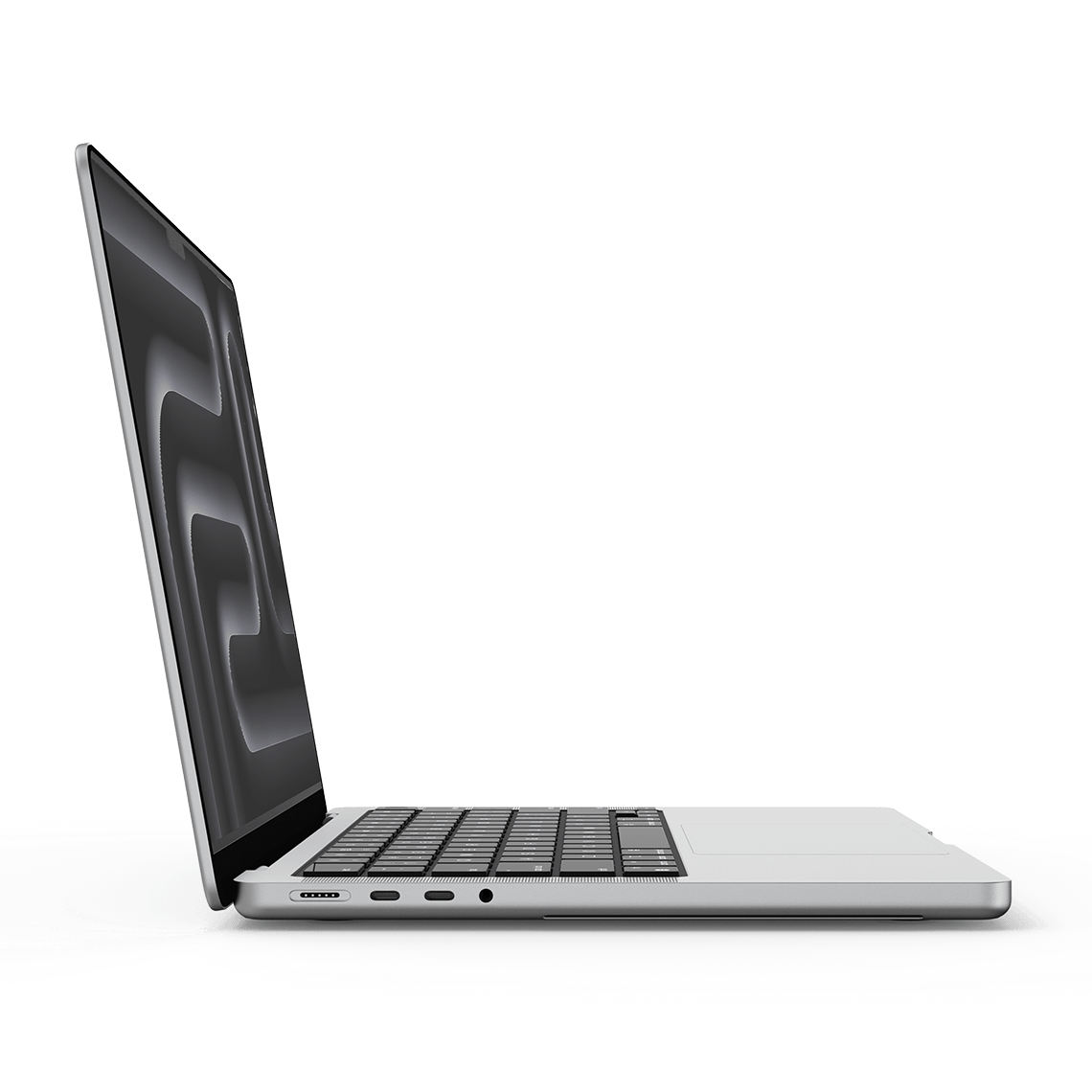 Apple MacBook Pro 14-inch M3 silver opened left side view