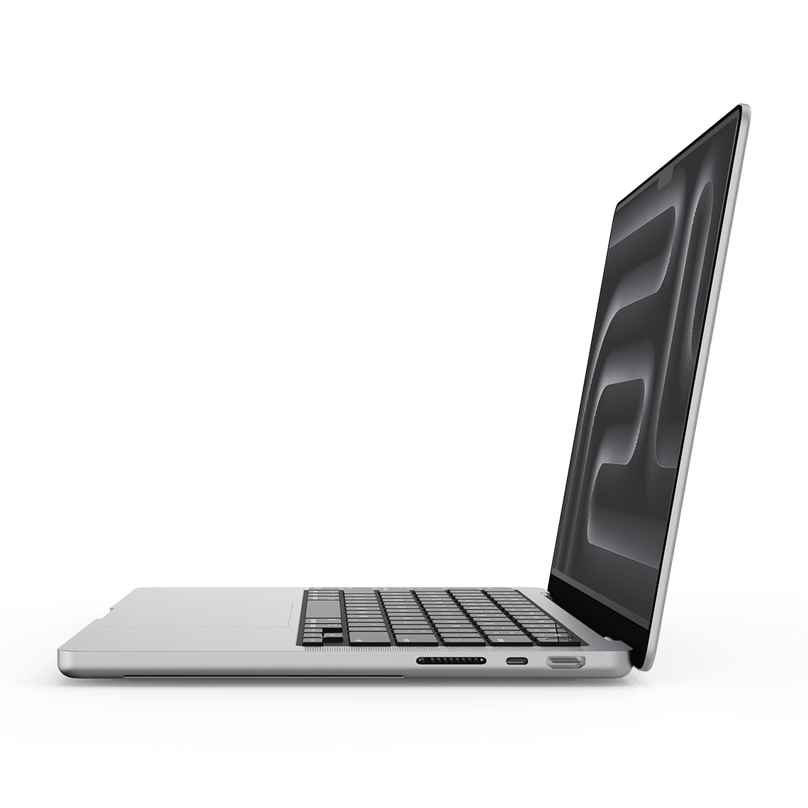 Apple MacBook Pro 14-inch M3 Pro silver opened right side view