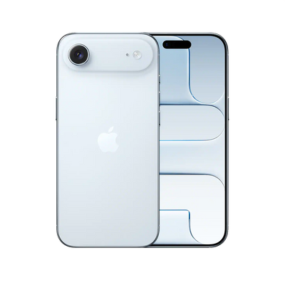 The Apple iPhone Air sky blue color with front and rear view