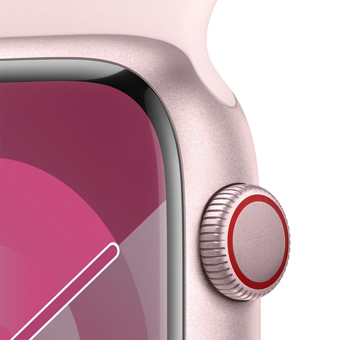 Apple Watch Series 9 45mm GPS + Cellular - Pink w/ M/L Light Pink Sports Band, Grade A