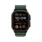 Apple Watch Ultra 2 Black Titanium with Dark Green Alpine Loop front view