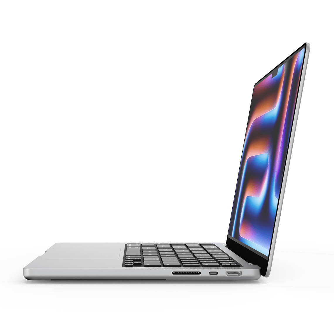 Apple MacBook Pro 14-inch M4 silver opened right side view