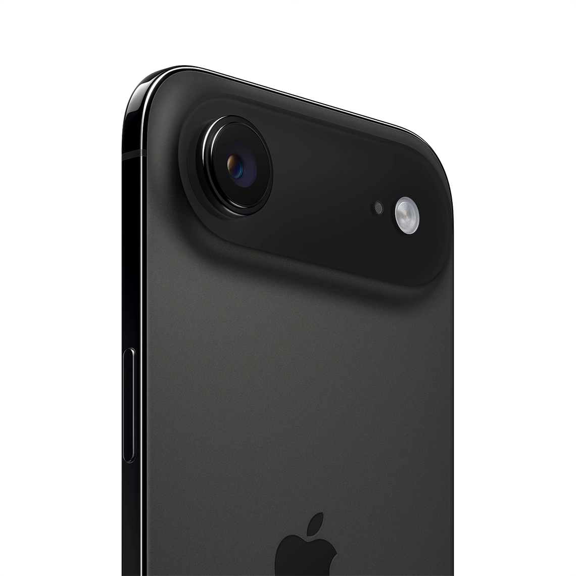 The Apple iPhone Air space black color close-up view of the back and camera