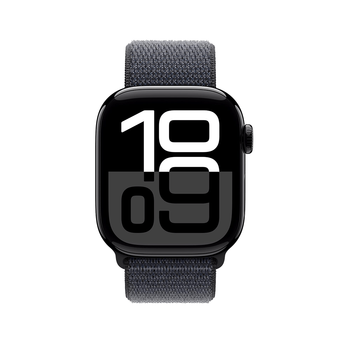 Apple Watch Series 10 Jet Black with Ink Sport Loop front view