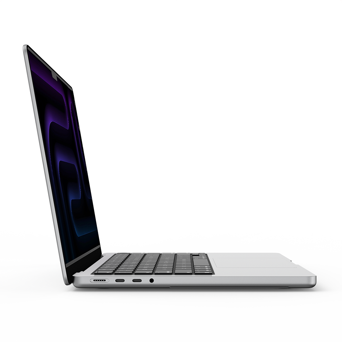 Apple MacBook Pro 14-inch M5 silver opened left side view