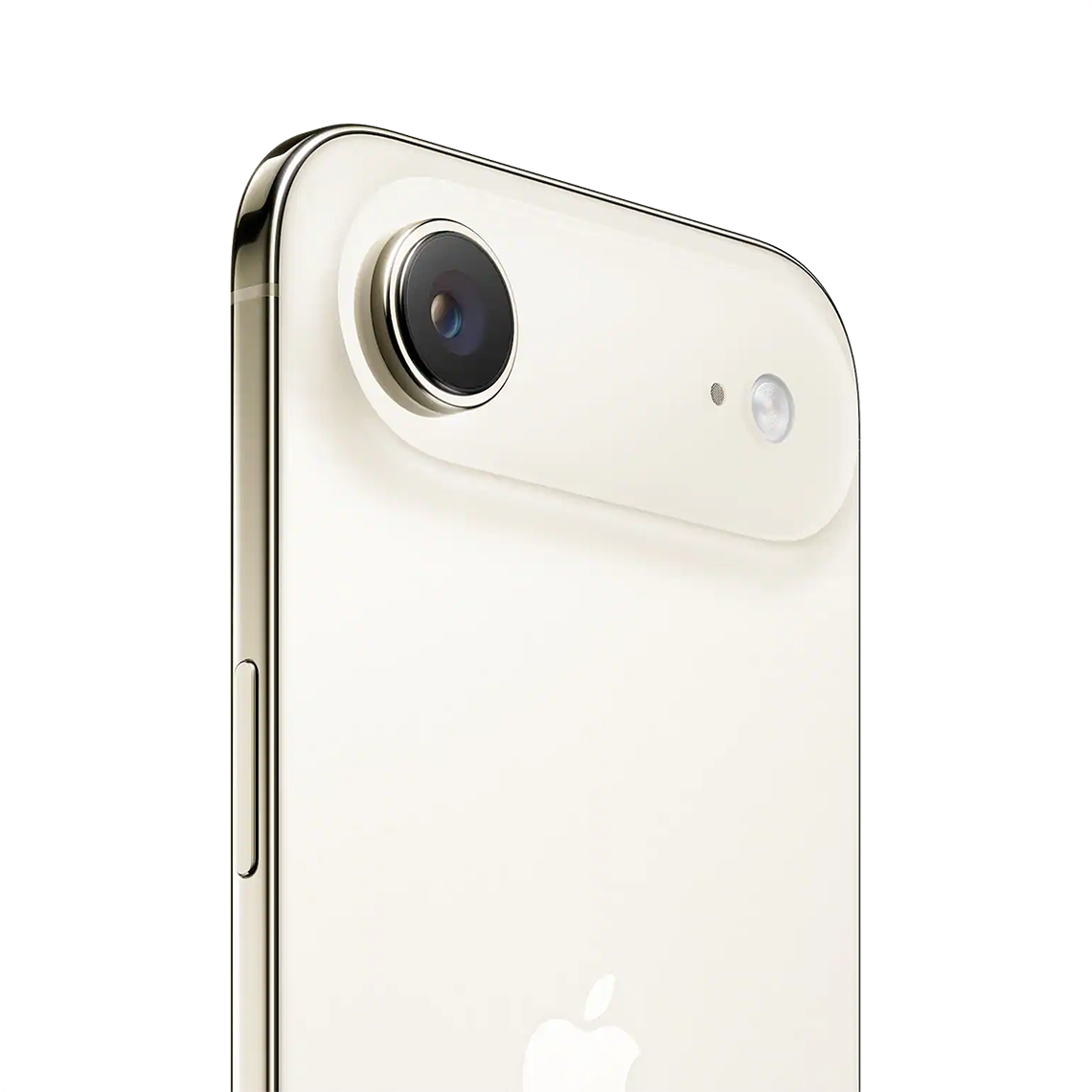 The Apple iPhone Air light gold color close-up view of the back and camera