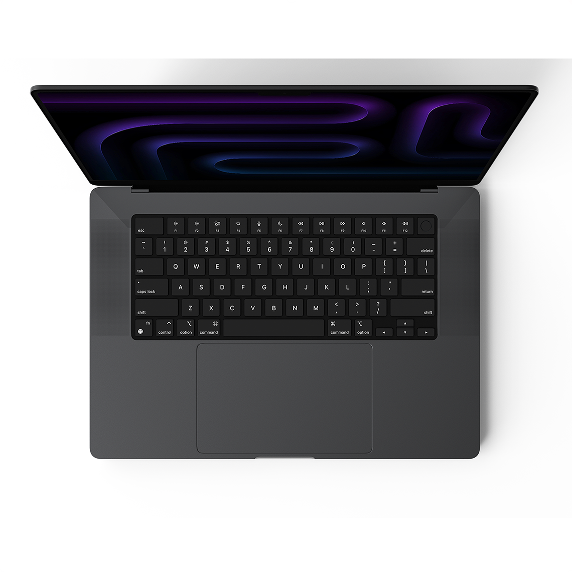 Apple MacBook Pro 16-inch M5 space black opened top view