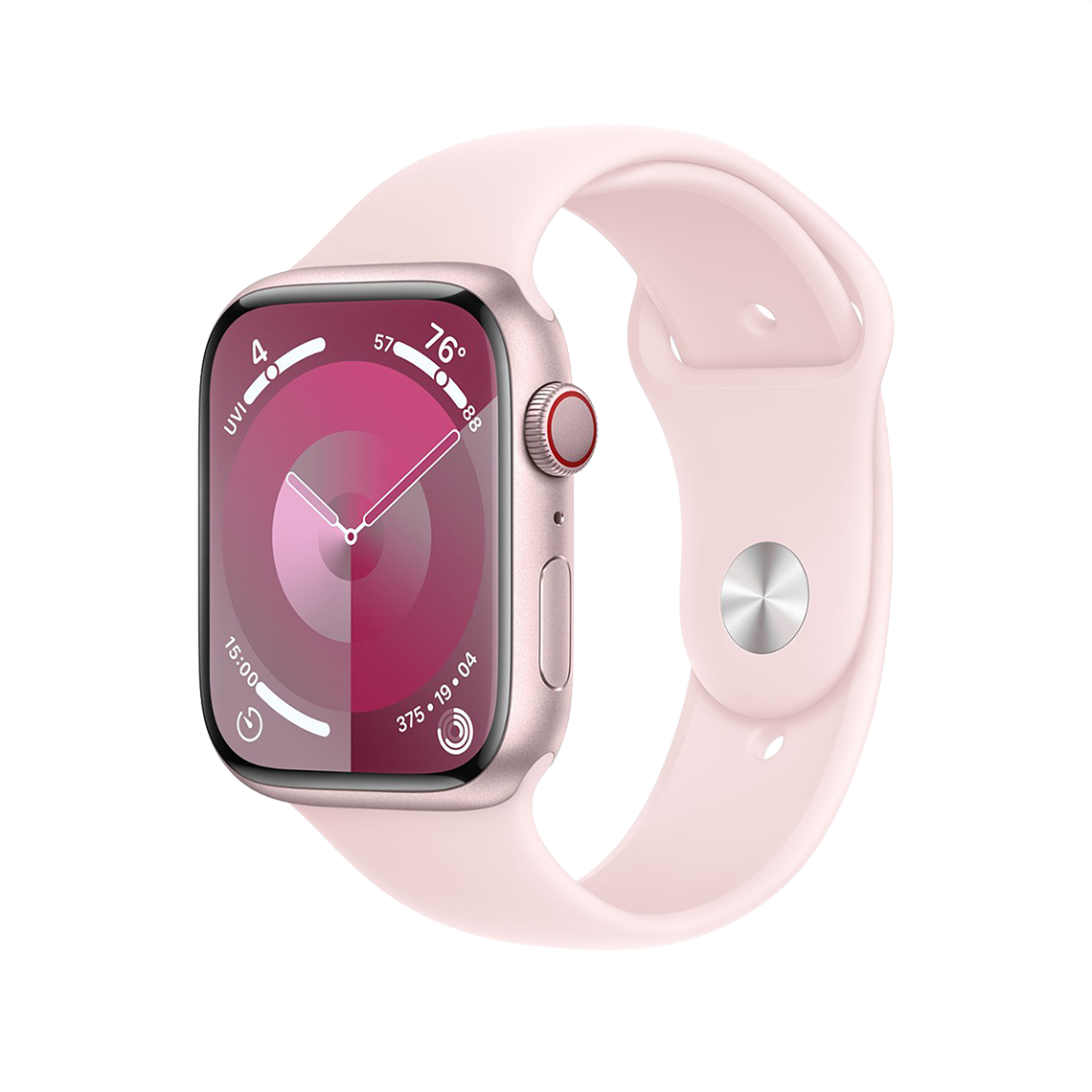 Apple Watch Series 9 45mm GPS + Cellular - Pink w/ S/M Light Pink Sports Band, Open Box