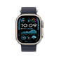 Apple Watch Ultra 2 Titanium with Navy Ocean Band front view