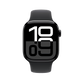 Apple Watch Series 10 Jet Black with Black Sport Band front view