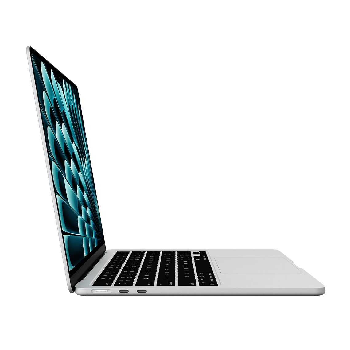 Apple 13-inch MacBook Air M4 silver opened left side view