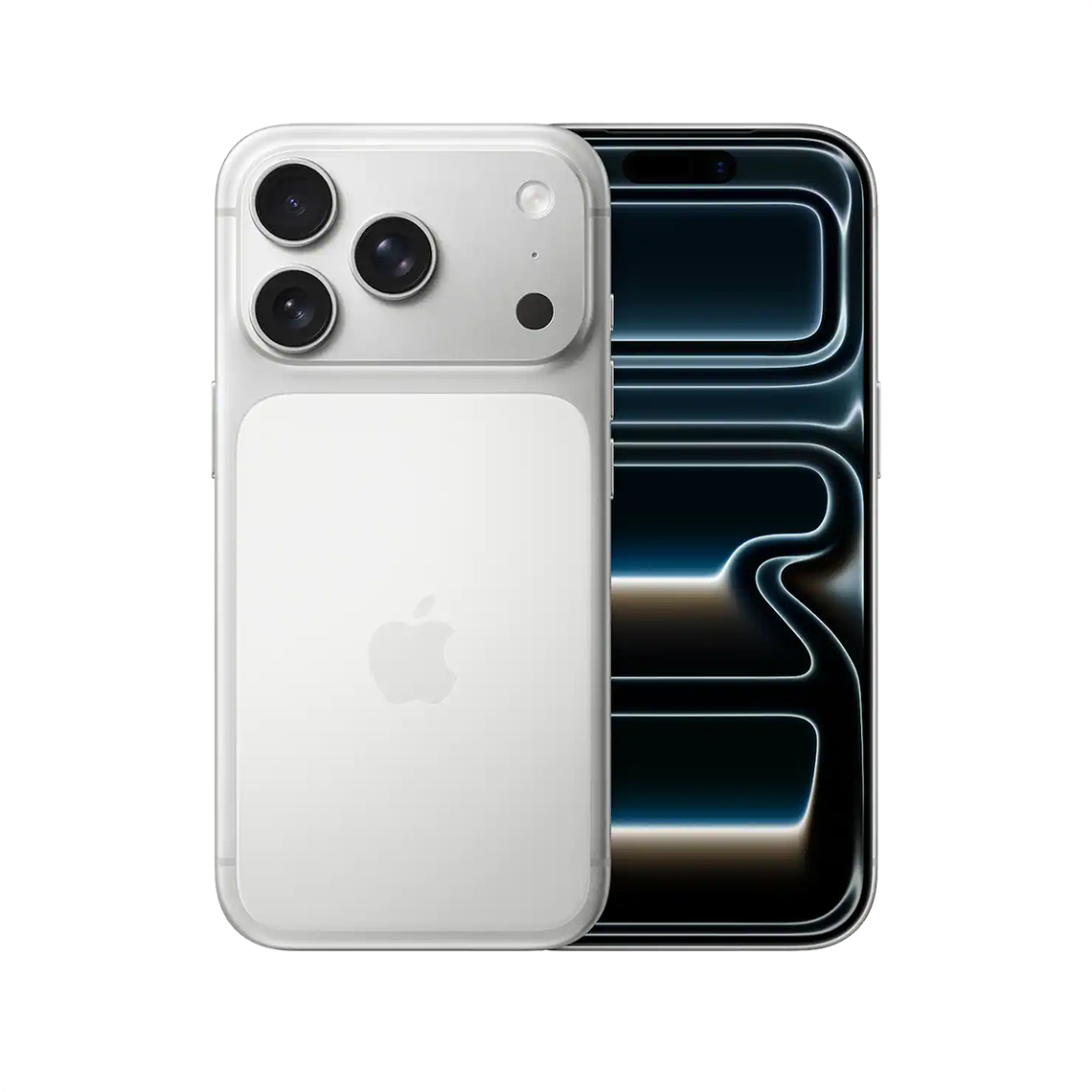 The Apple iPhone 17 Pro silver color with front and rear view