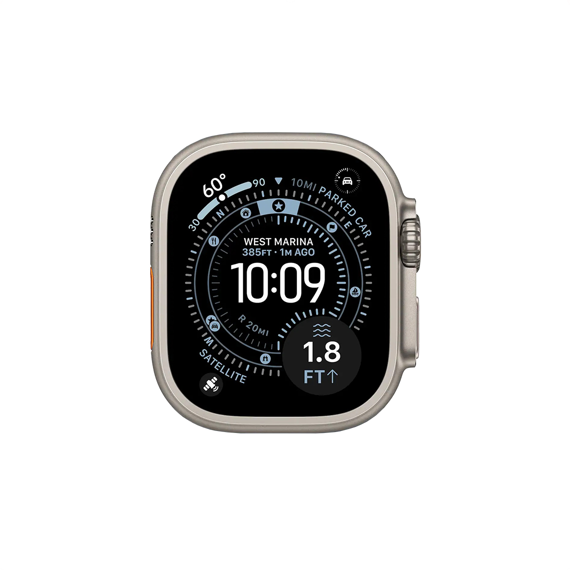 Apple Watch Ultra 3 Natural Titanium face only