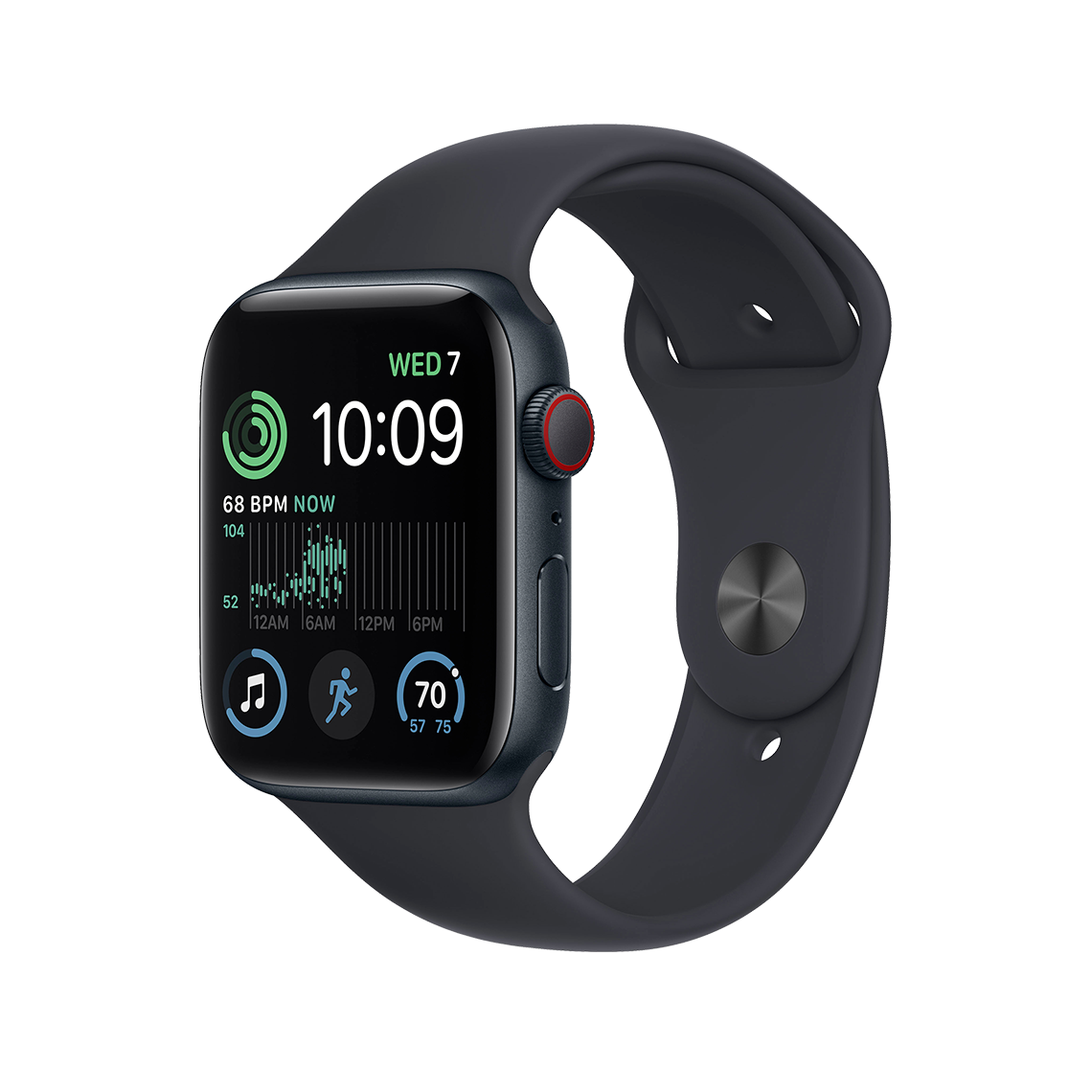 Apple Watch SE 2 44mm GPS + Cellular - Midnight w/ M/L Midnight Sports Band, Open Box
