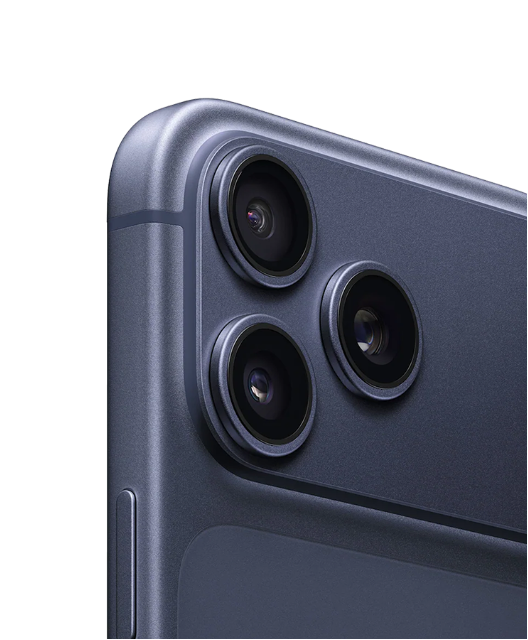 The Apple iPhone 17 Pro Max deep blue color close-up view of the back and camera