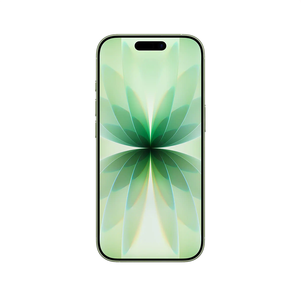 The Apple iPhone 17 sage color front view