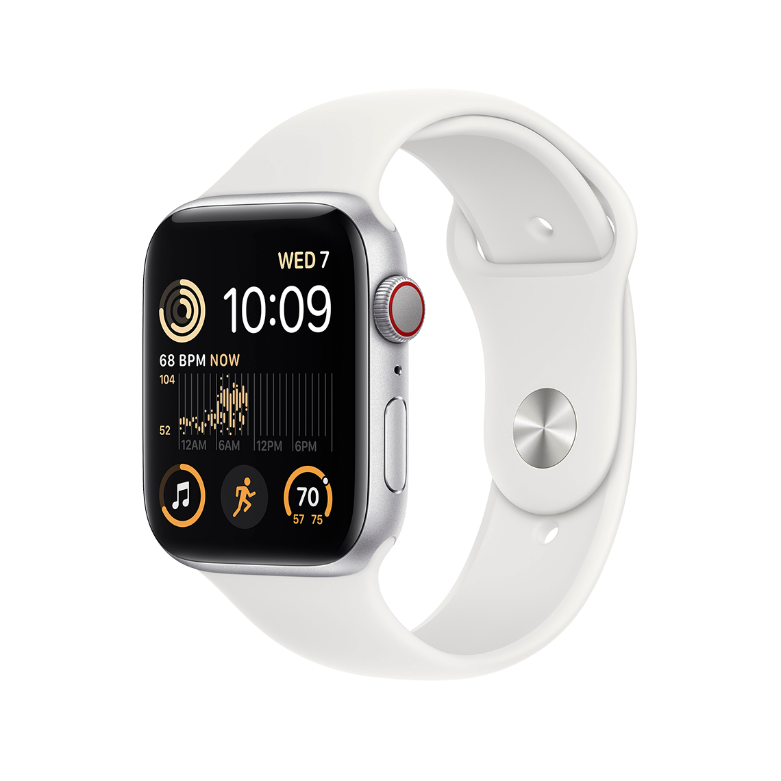 Apple Watch SE 2 Silver Celluar with White Sports Band