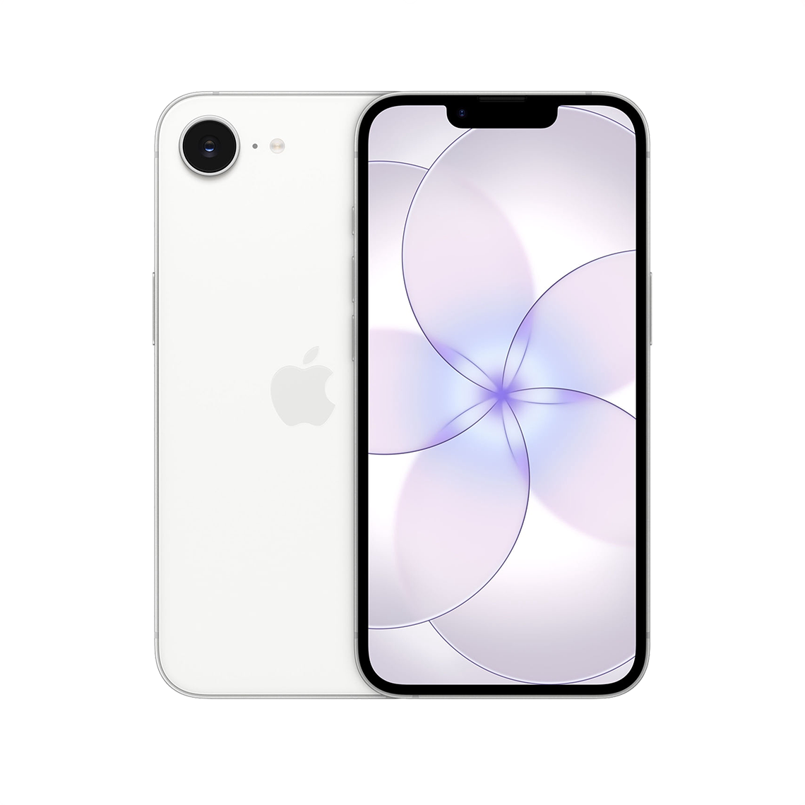 The Apple iPhone 17e white color with front and rear view