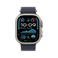 Apple Watch Ultra 2 Titanium with Navy Ocean Band front view