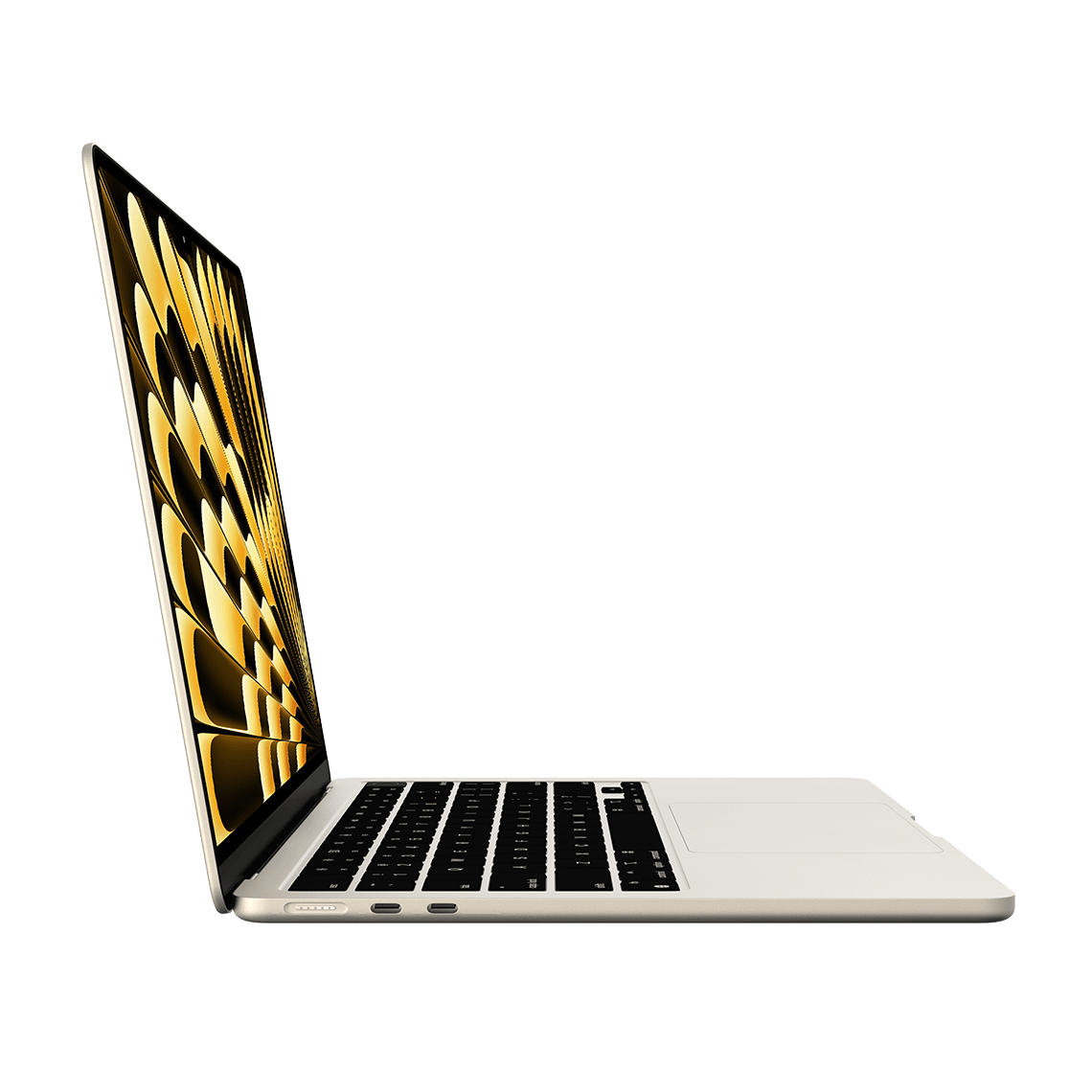 Apple 13-inch MacBook Air M3 starlight opened left side view