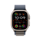Apple Watch Ultra 2 Titanium with Blue Alpine Loop front view