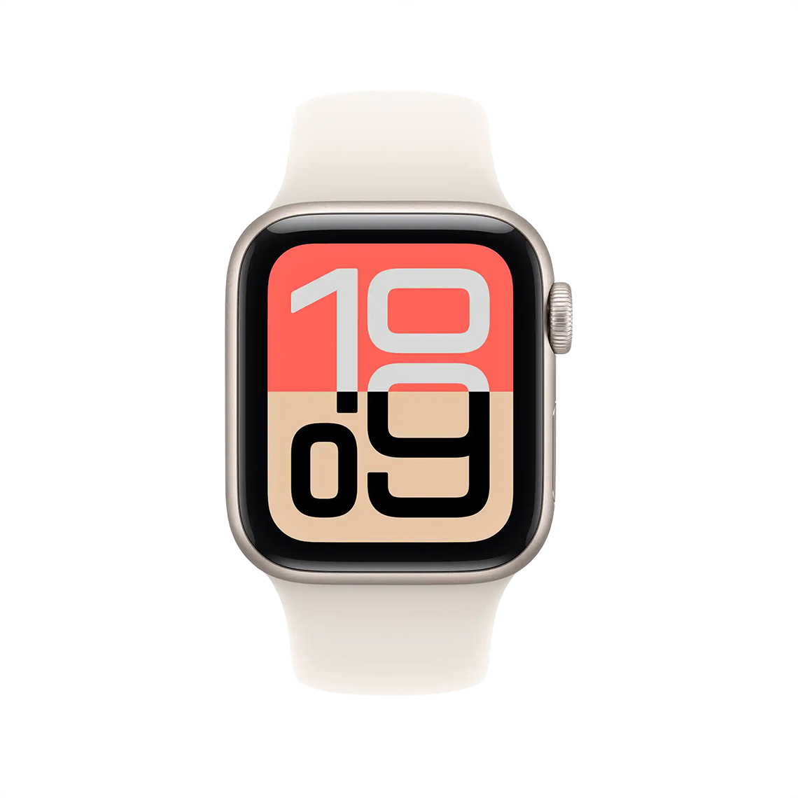 Apple Watch SE 3 Starlight with Starlight Sport Band front view