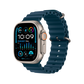 Apple Watch Ultra 2 Titanium with Blue Ocean Band side view