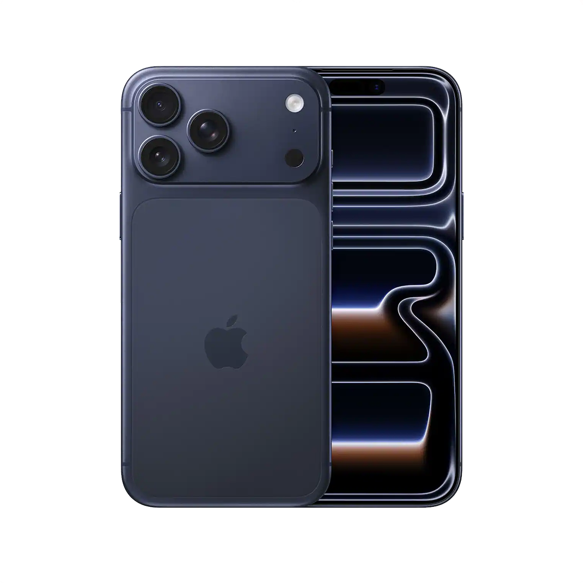 The Apple iPhone 17 Pro Max deep blue color with front and rear view