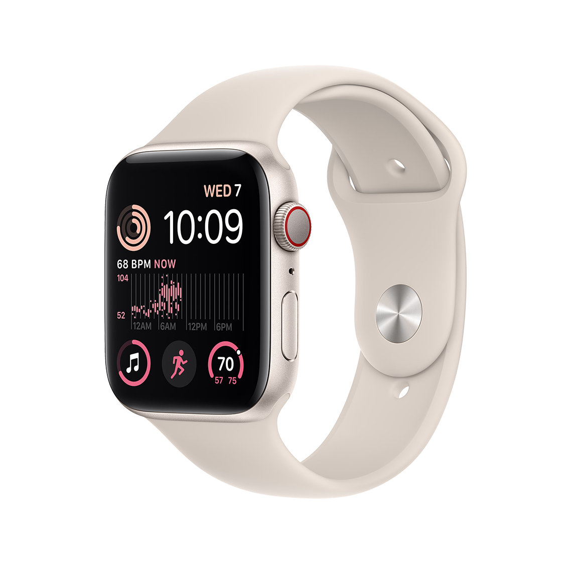Apple Watch SE 2 44mm GPS + Cellular - Starlight w/ M/L Starlight Sports Band, Grade B