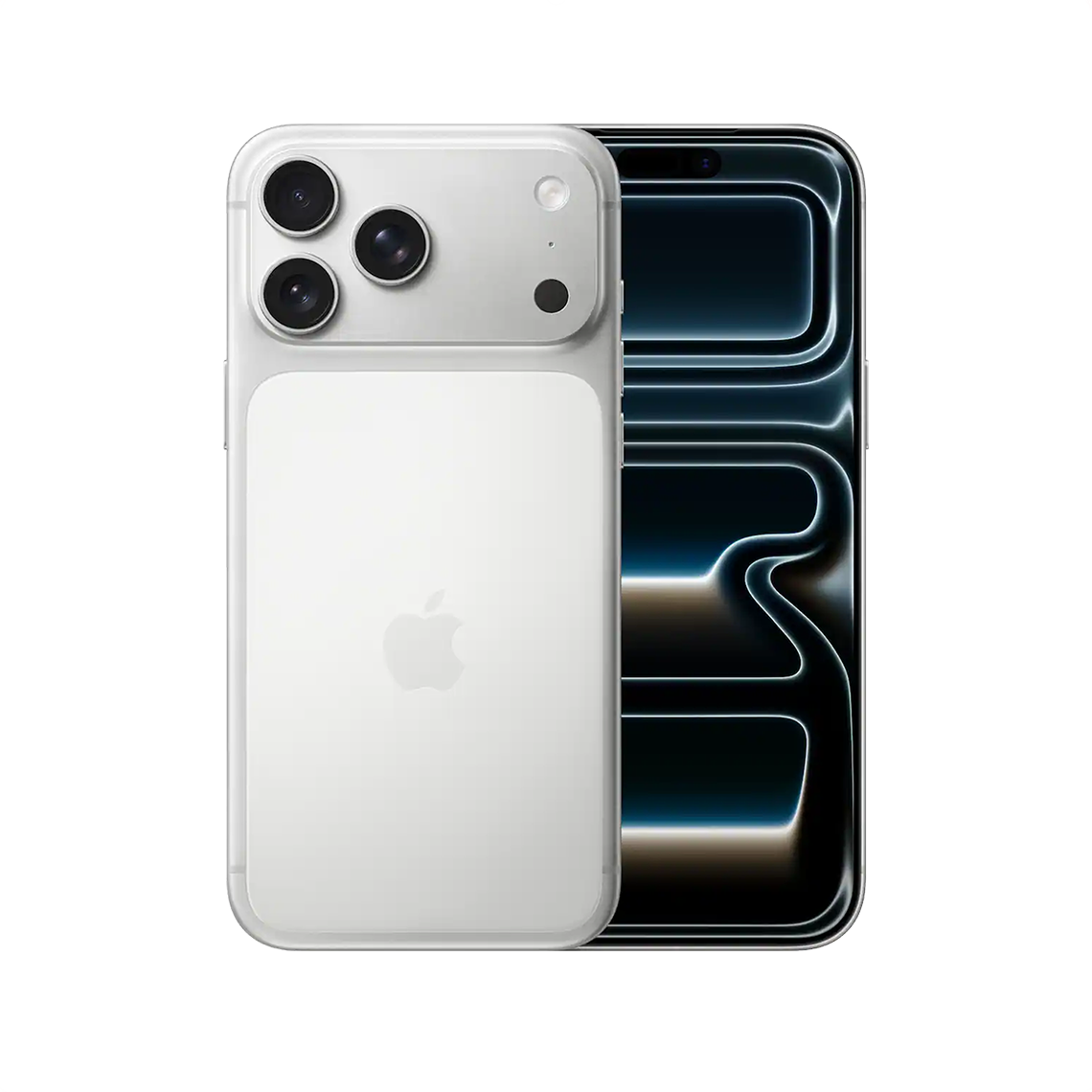 The Apple iPhone 17 Pro Max silver color with front and rear view