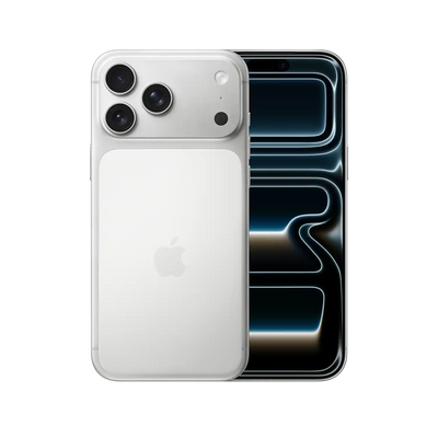 The Apple iPhone 17 Pro Max silver color with front and rear view