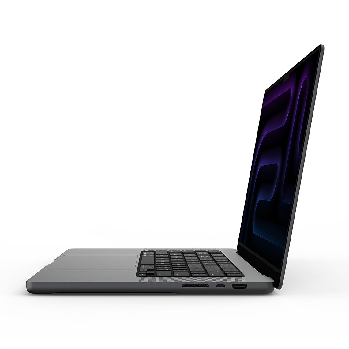 Apple MacBook Pro 16-inch M5 space black opened right side view