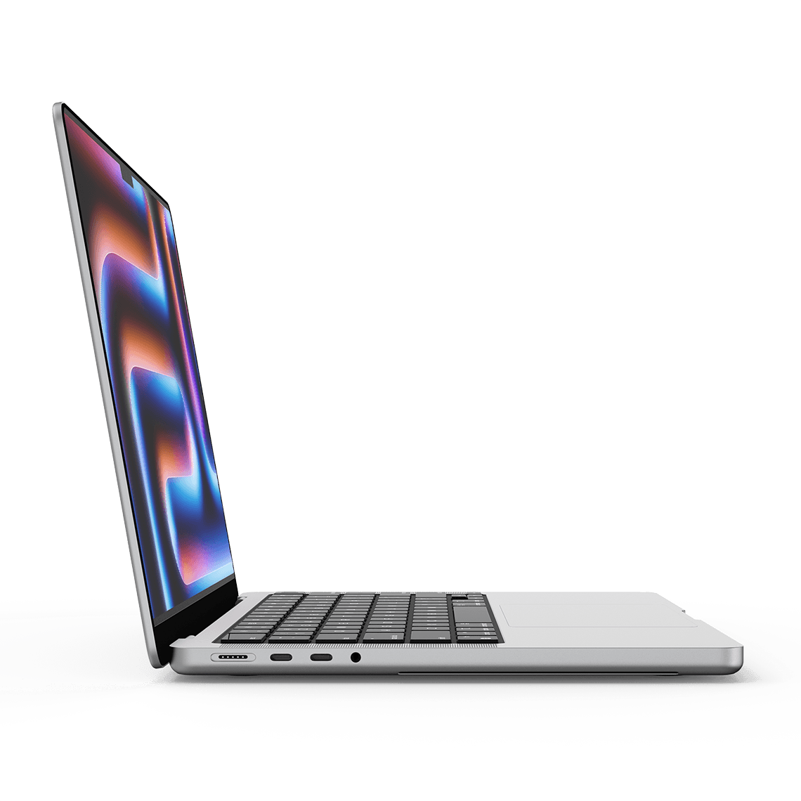 Apple MacBook Pro 14-inch M4 silver opened left side view