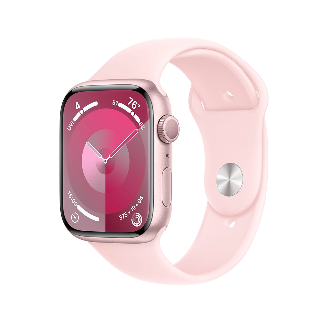 Apple Watch Series 9 45mm GPS - Pink w/ S/M Light Pink Sports Band, Open Box