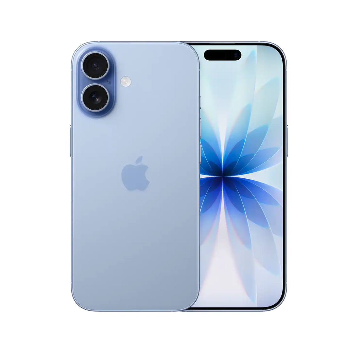 The Apple iPhone 17 mist blue color with front and rear view