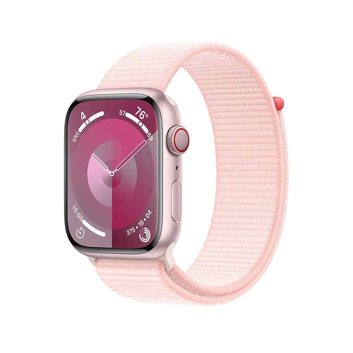Apple Watch Series 9 45mm GPS + Cellular - Pink w/ Light Pink Sport Loop, Grade B