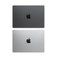 Apple MacBook Pro closed top view showing the space black and silver colors