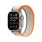 Apple Watch Ultra 2 Titanium with Orange Beige Trail Loop side view