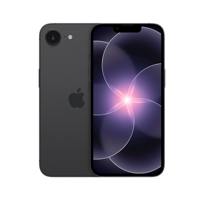 The Apple iPhone 17e black color with front and rear view
