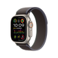 Apple Watch Ultra 2 Titanium with Blue Black Trail Loop side view