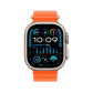 Apple Watch Ultra 2 Titanium with Orange Ocean Band front view