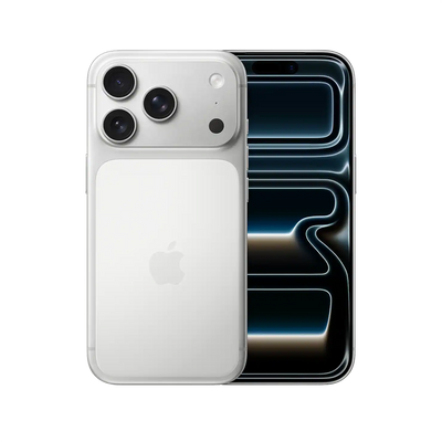 The Apple iPhone 17 Pro silver color with front and rear view