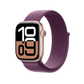 Apple Watch Series 10 Rose Gold with Plum Sport Loop side view