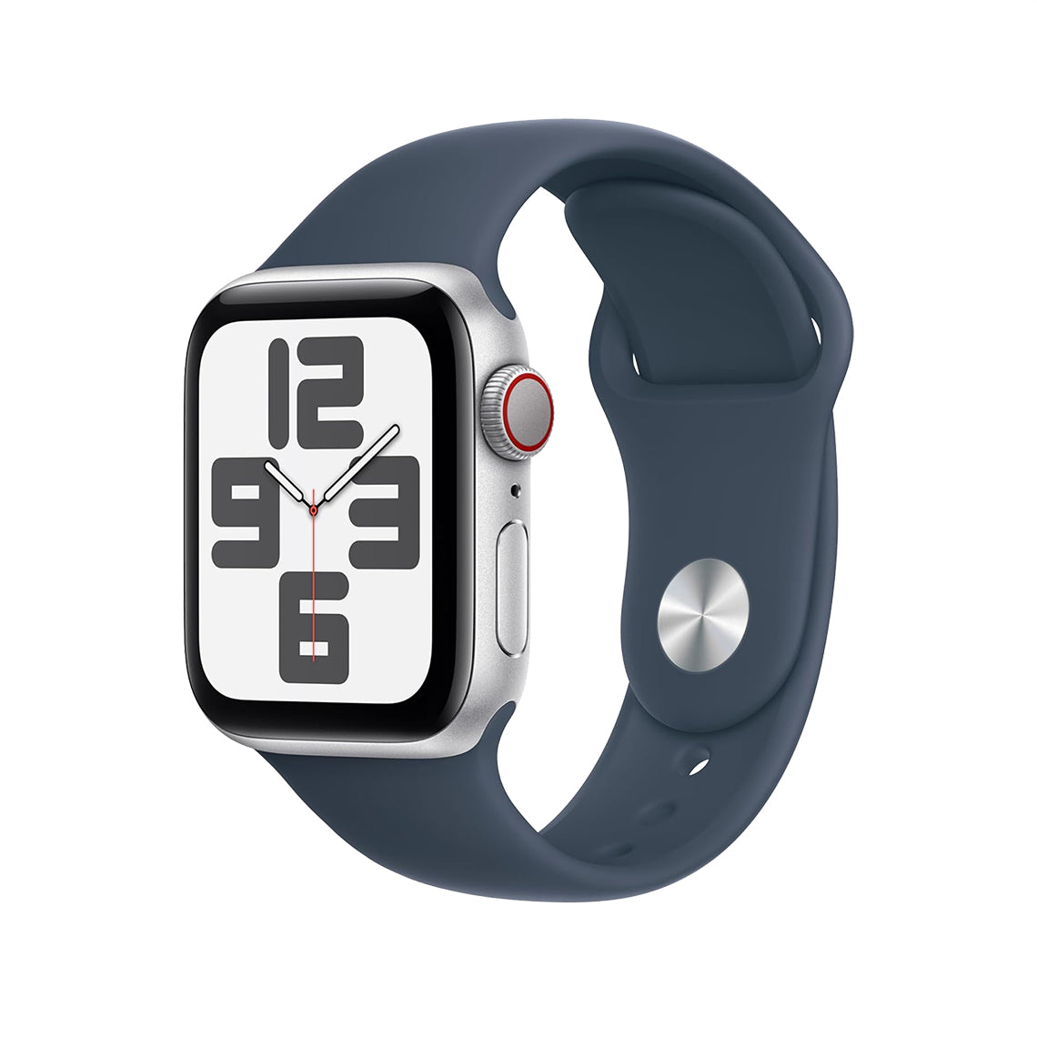 Apple Watch SE 2 40mm GPS + Cellular - Silver w/ M/L Storm Blue Sports Band, Grade A