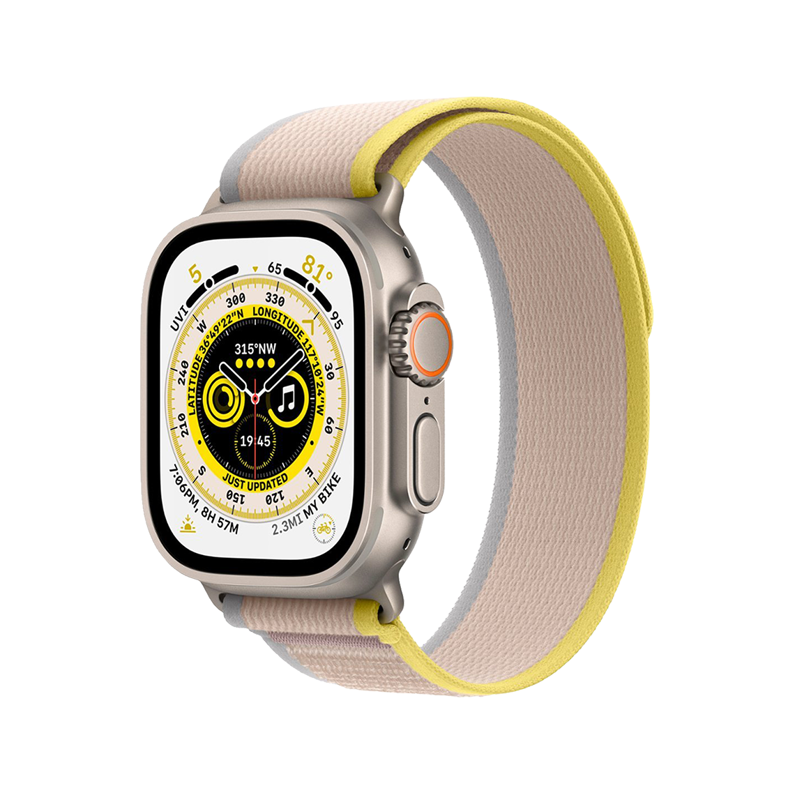 Apple Watch Ultra 49mm GPS + Cellular - Titanium - S/M Yellow/Beige Trail Loop, Grade B