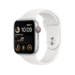 Apple Watch SE 2 44mm GPS + Cellular - Silver w/ S/M White Sports Band, Grade B